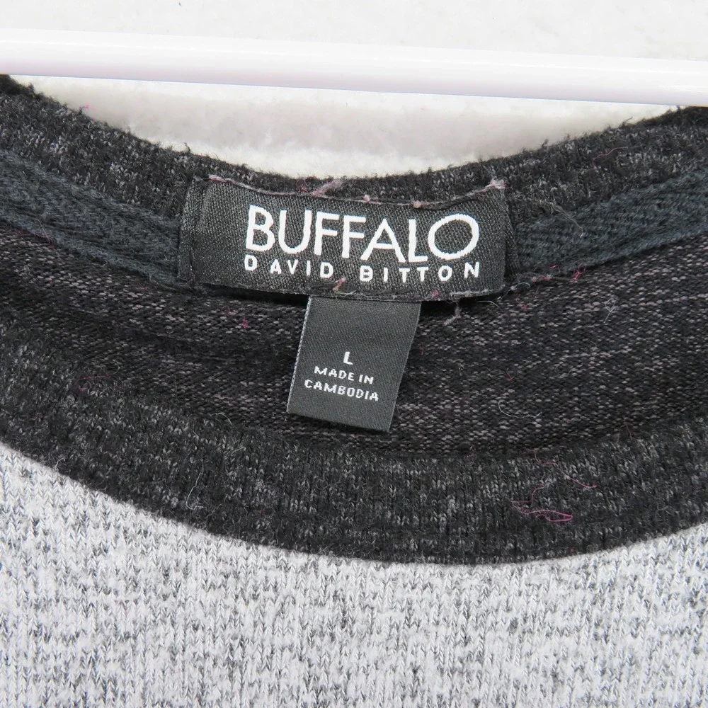 Buffalo David Bitton Sweater Mens‎ Large Raglan Pullover Long Sleeve Crewneck